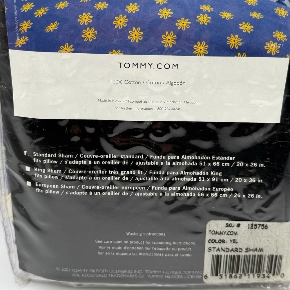 Tommy Hilfiger Standard Pillow Sham Yellow Striped 2001 new In‎ Package Cotton - Picture 8 of 9